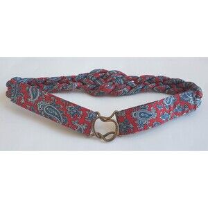 Vintage 1980's Harden All Silk Paisley Braided R W & B Adj Belt 30" - 36" USA